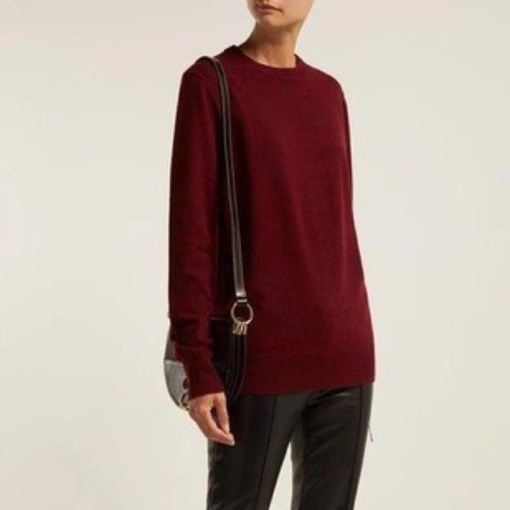 Helmut Lang 100% Cashmere Sweater - Burgundy Crew Neck, Pullover - Small (S)